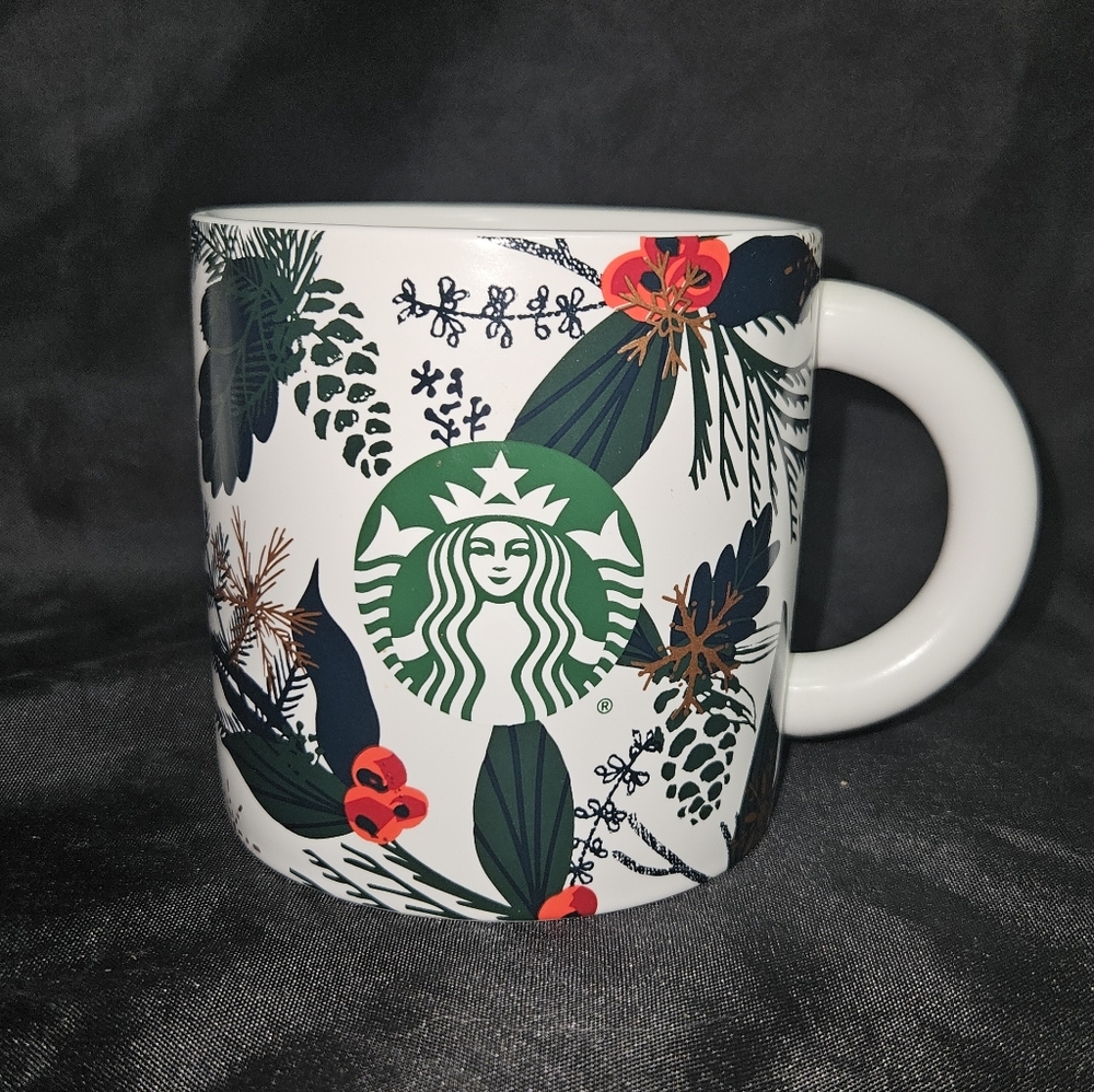 Starbucks White Ceramic Mug with Black Barcode Sticker